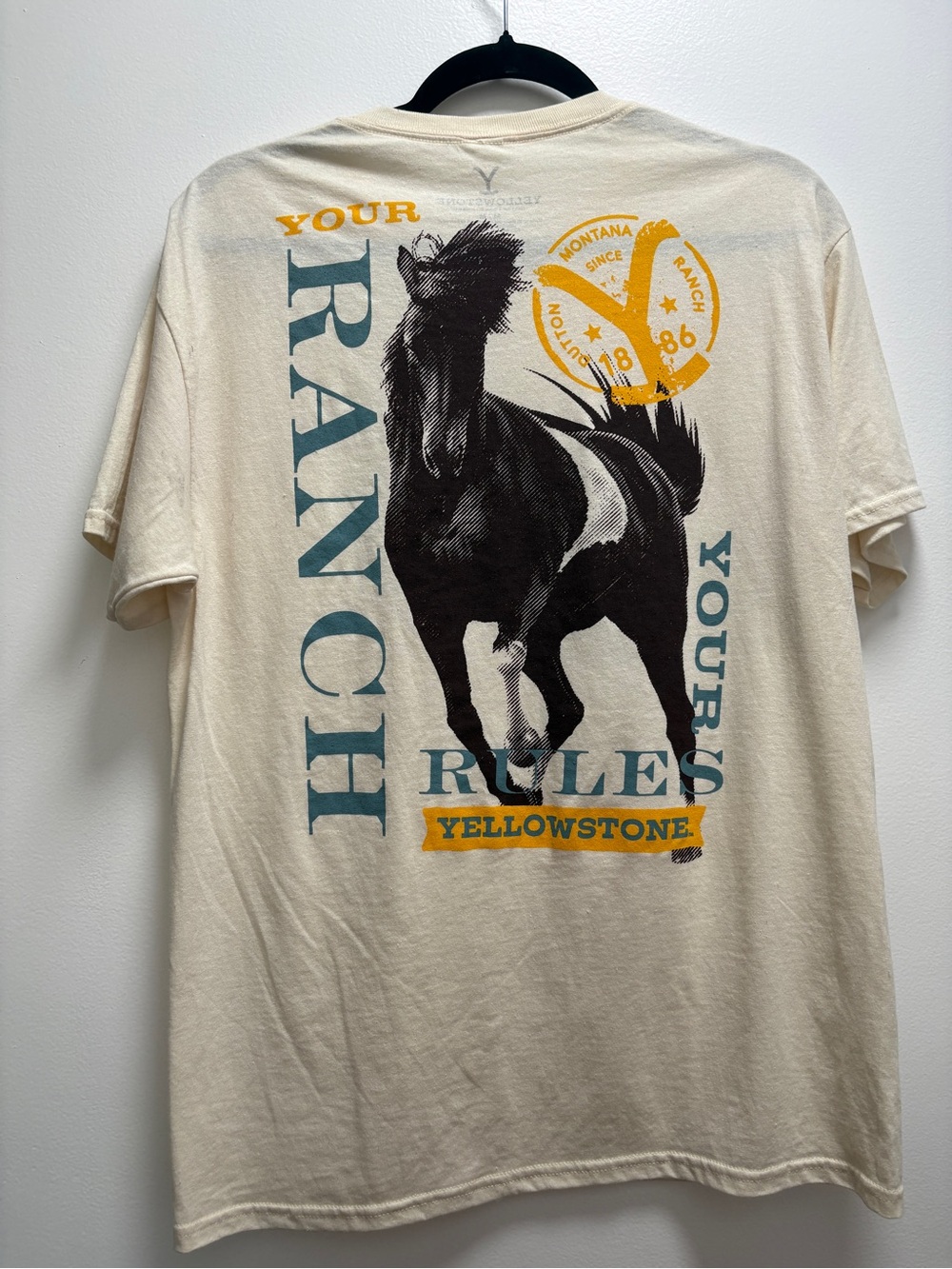 Yellowstone Short-Sleeve Logo Tee in Cream - western Dutton Ranch work shirt